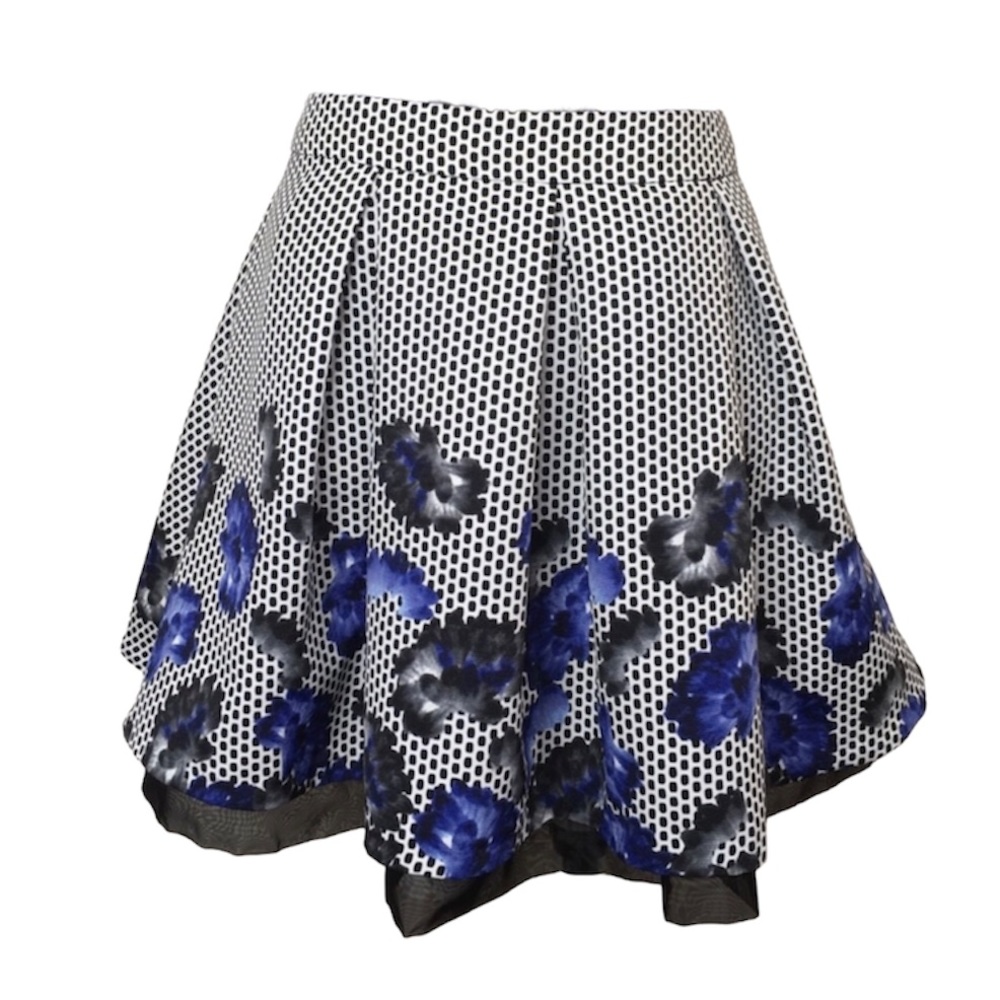 Express Black and Blue Skater Skirt